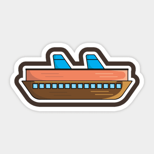 Cargo Ship With Containers Sticker vector illustration. Sea transportation object icon concept. Industrial commercial delivery and logistic services element sticker vector design. Sticker